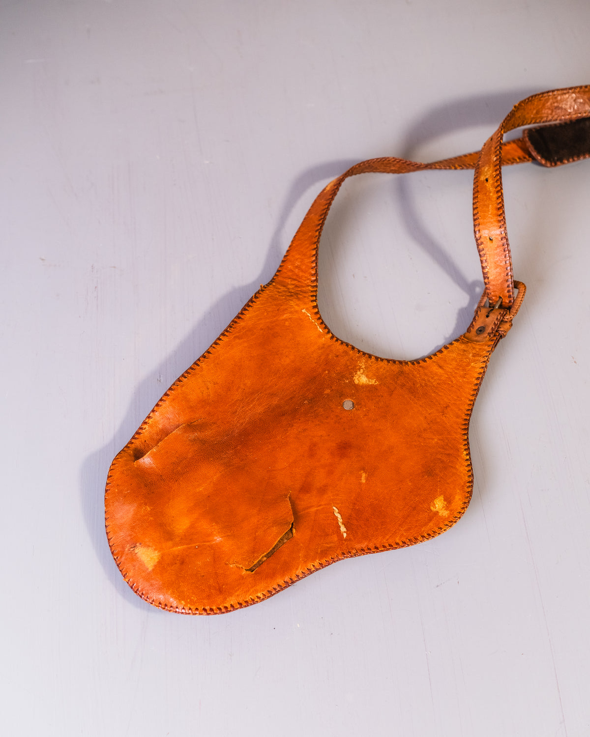 Vintage 1950's Handmade Leather Tooled Crossbody Gun Holster