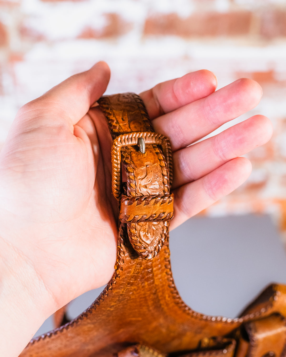 Vintage 1950's Handmade Leather Tooled Crossbody Gun Holster