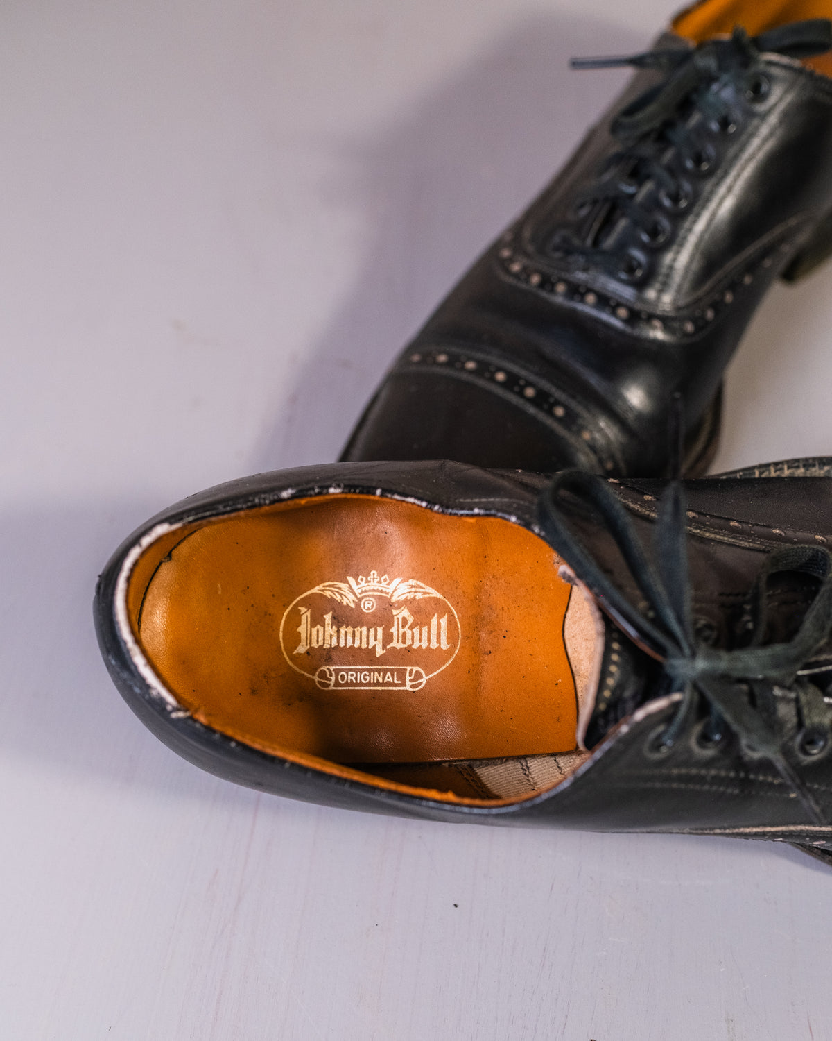 Vintage 1960's Johnny Bull Black Leather Lace Up Oxford Shoes