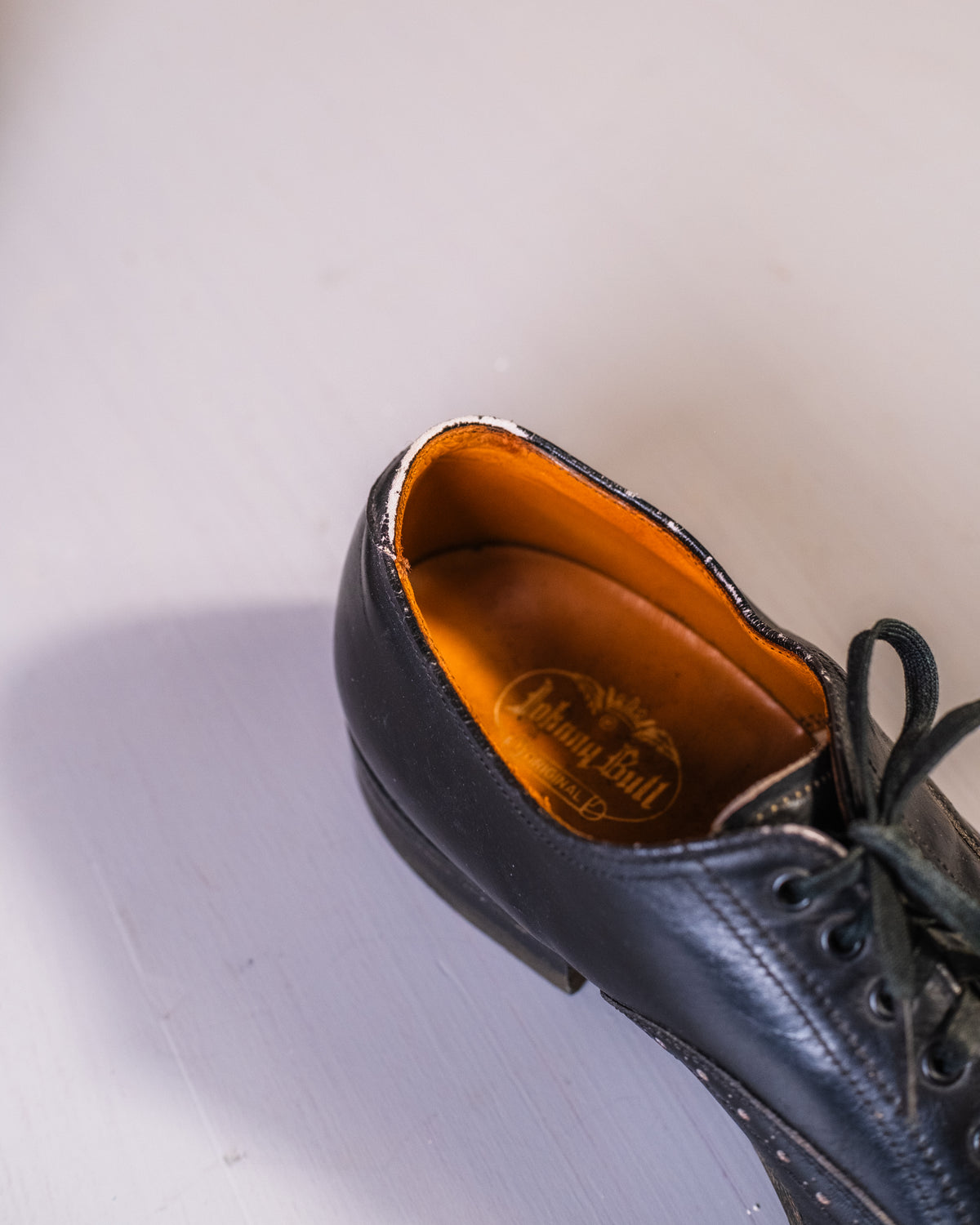 Vintage 1960's Johnny Bull Black Leather Lace Up Oxford Shoes