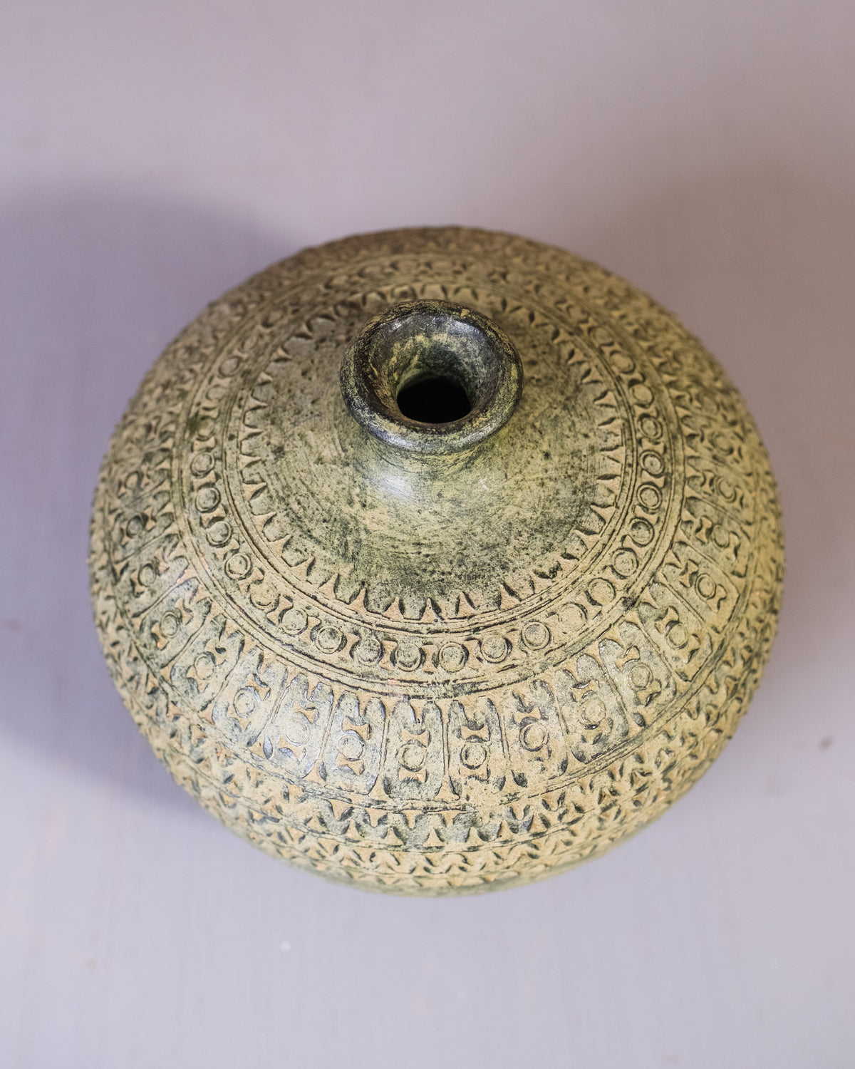 Vintage Green Handmade Terracotta Clay Weed Pot