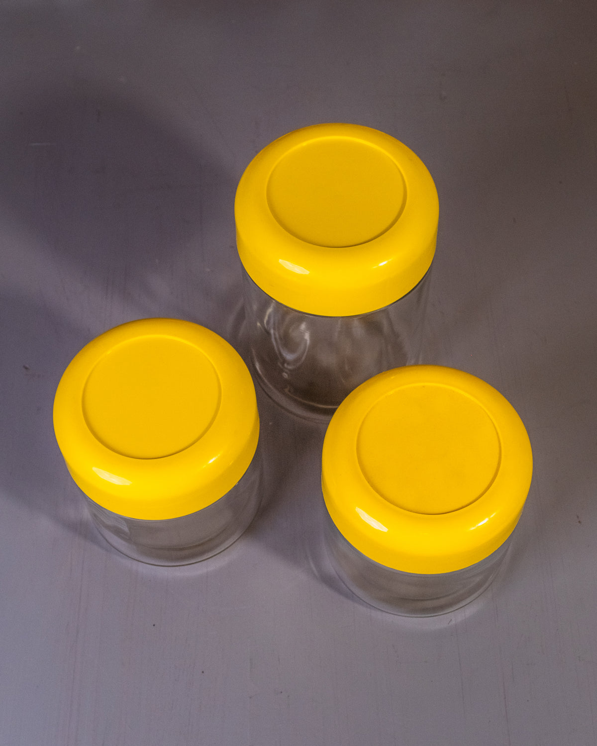 Vintage 1960's Heller Designs Yellow Lid Kitchen Canisters