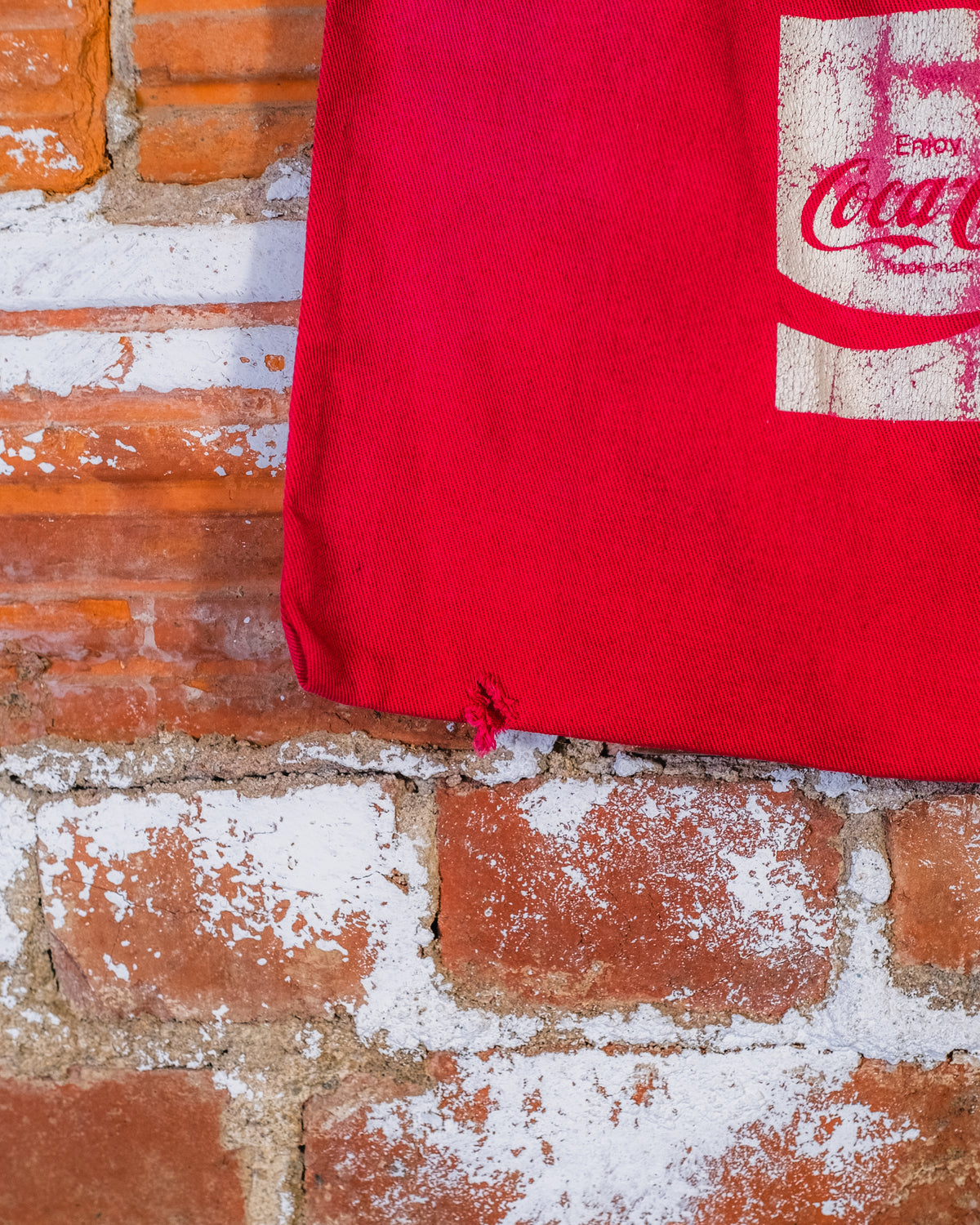 Vintage 1950's Red Coke "Adds Life..." Canvas Draw String Bag