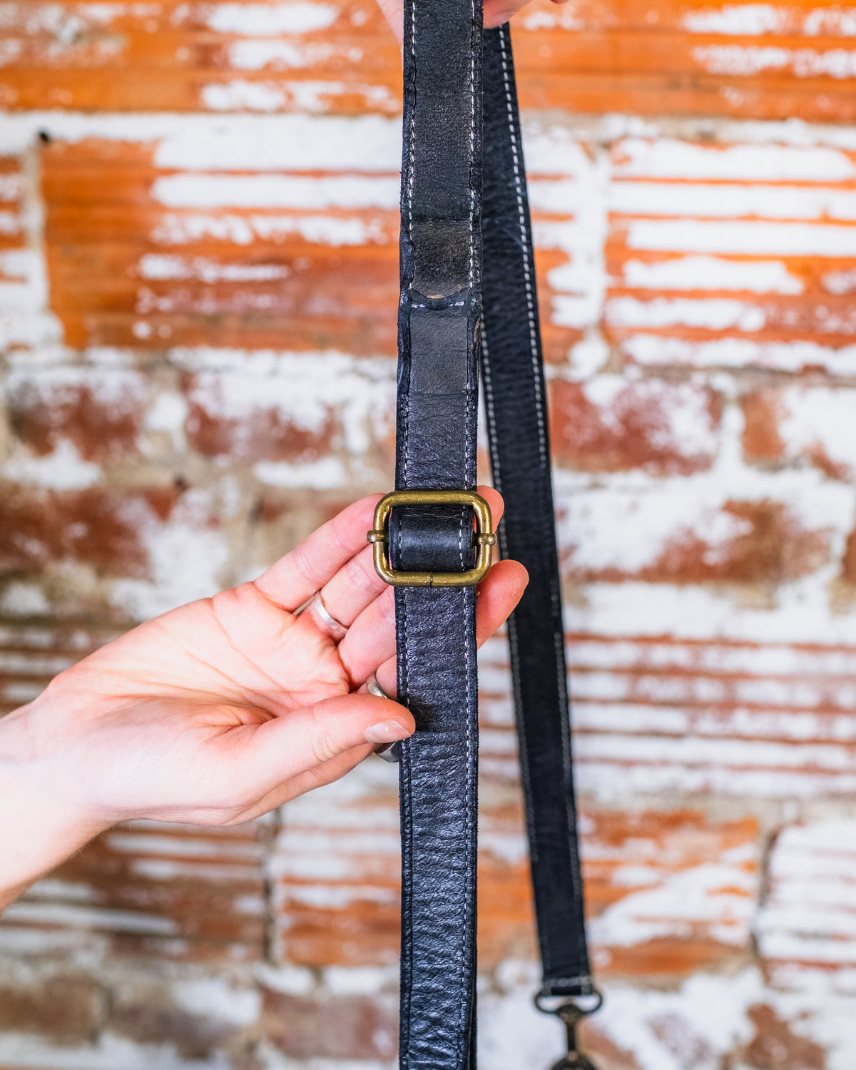 Vintage Black Leather Satchel Crossbody Bag