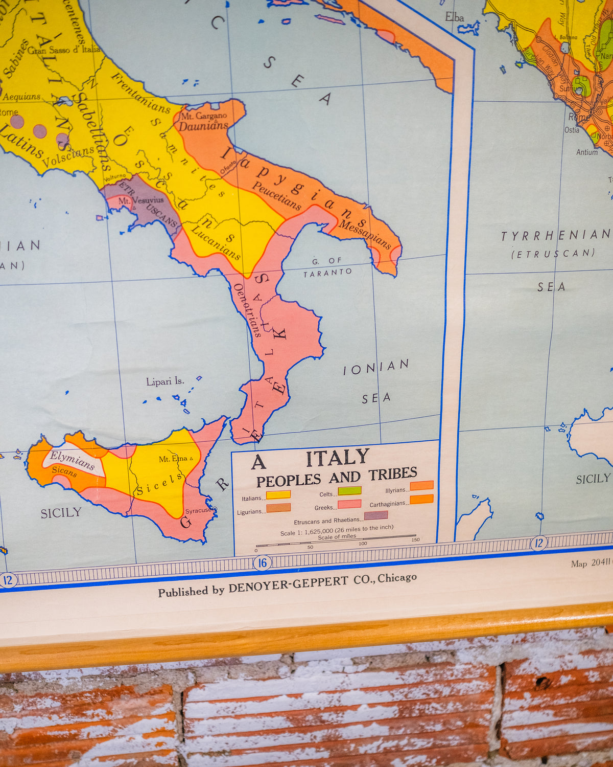 Vintage 1970's Denoyer-Geppert Co. Old World Italy Map