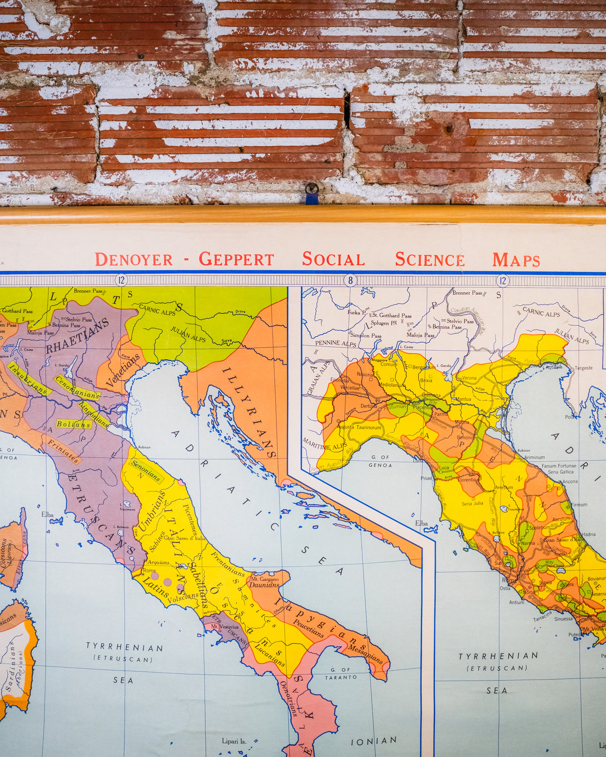 Vintage 1970's Denoyer-Geppert Co. Old World Italy Map
