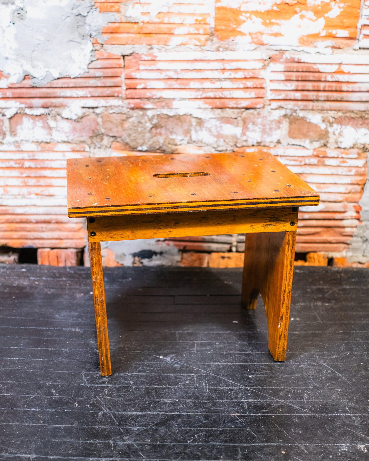 Vintage 1950's/60's Handmade Blonde Wood Footstool