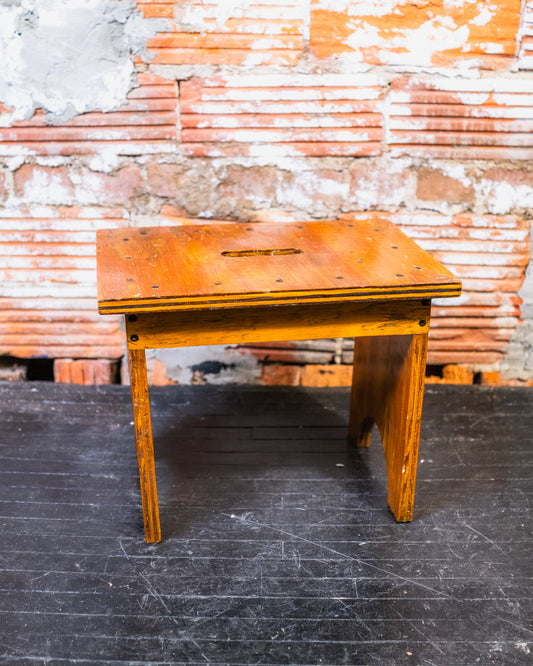 Vintage 1950's/60's Handmade Blonde Wood Footstool