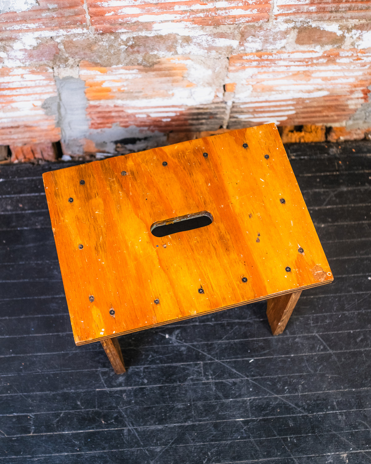 Vintage 1950's/60's Handmade Blonde Wood Footstool