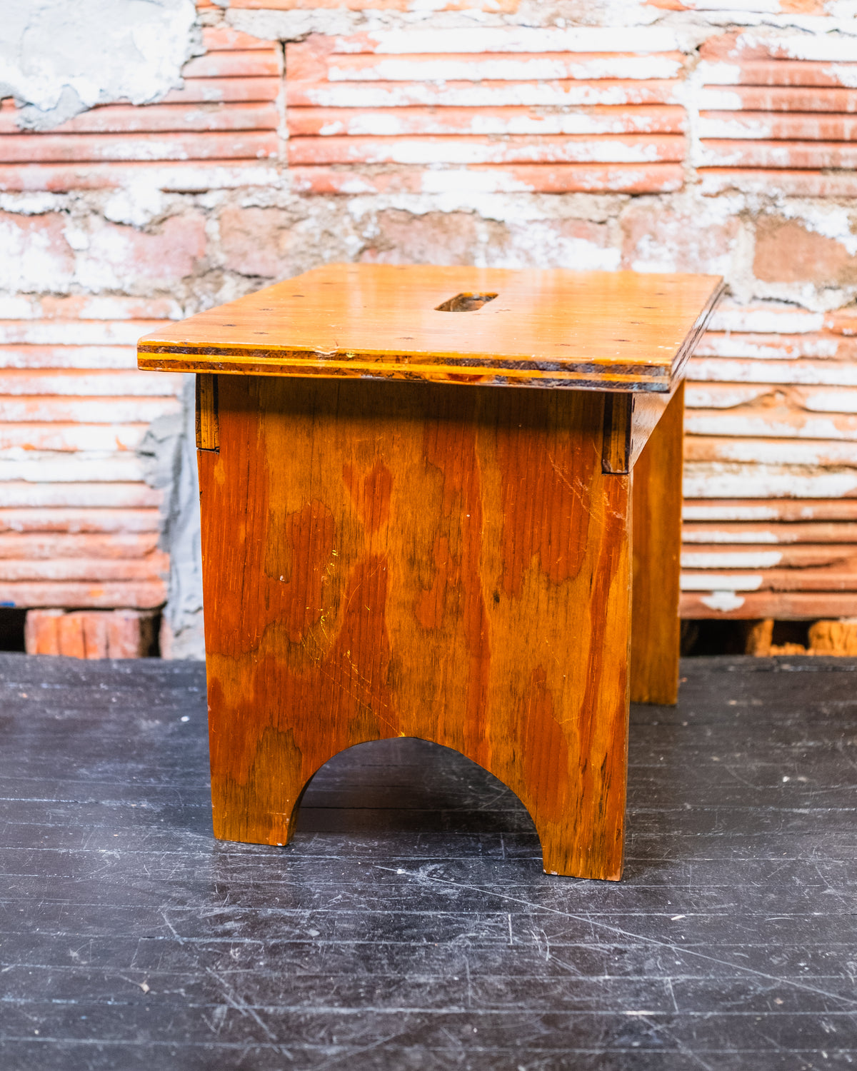 Vintage 1950's/60's Handmade Blonde Wood Footstool