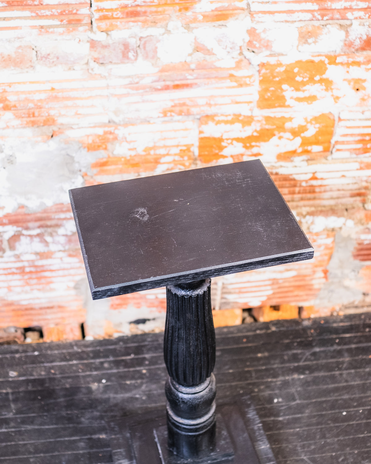Antique Victorian Black Painted Pedestal Table