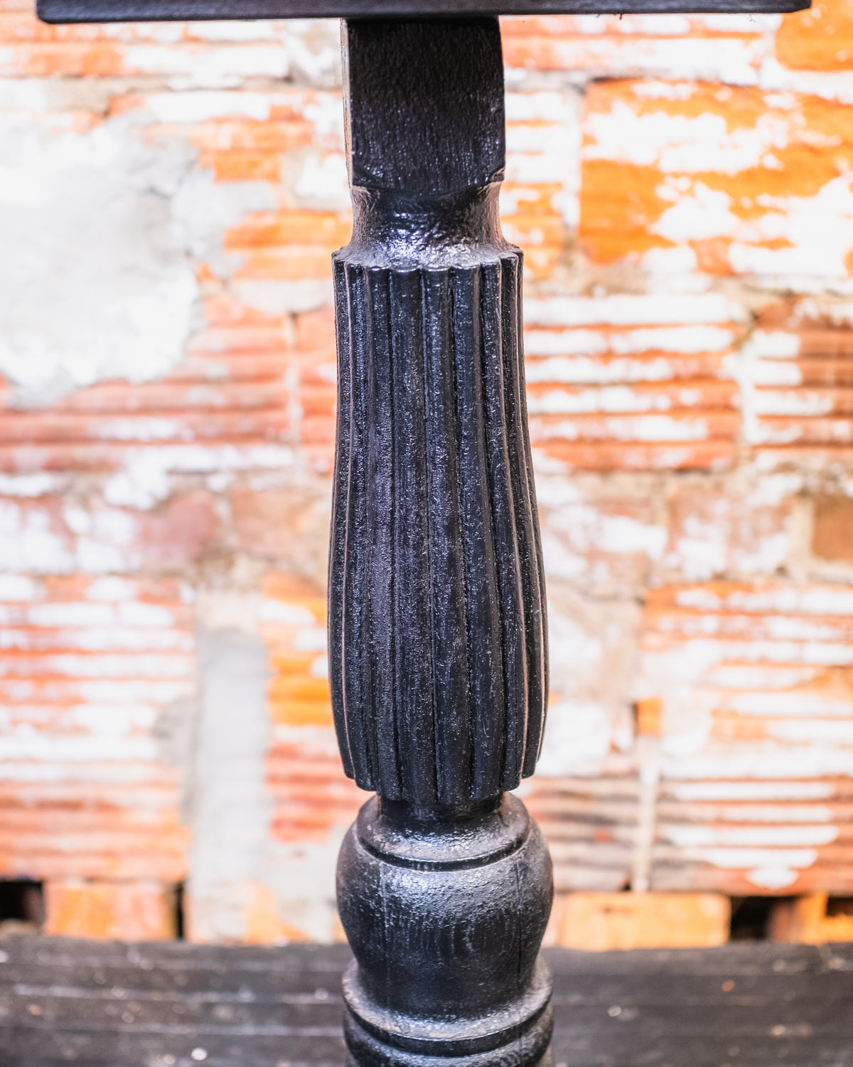 Antique Victorian Black Painted Pedestal Table