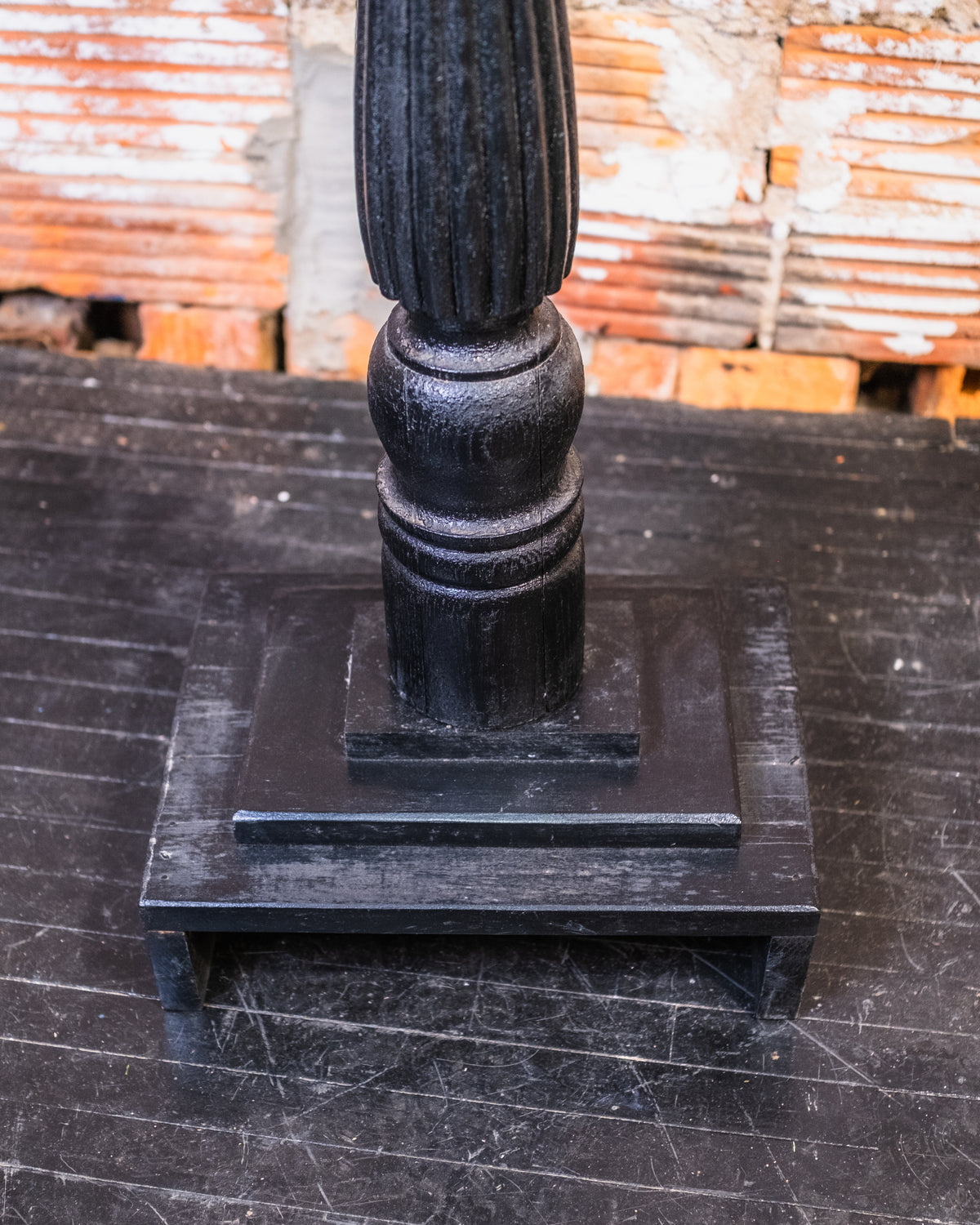Antique Victorian Black Painted Pedestal Table