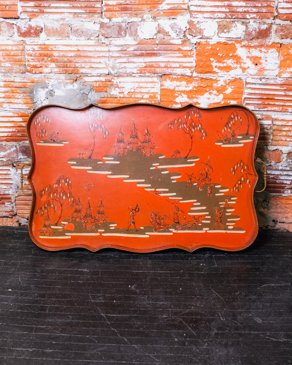 Vintage 1950s Large Italian Metal Painted Tray