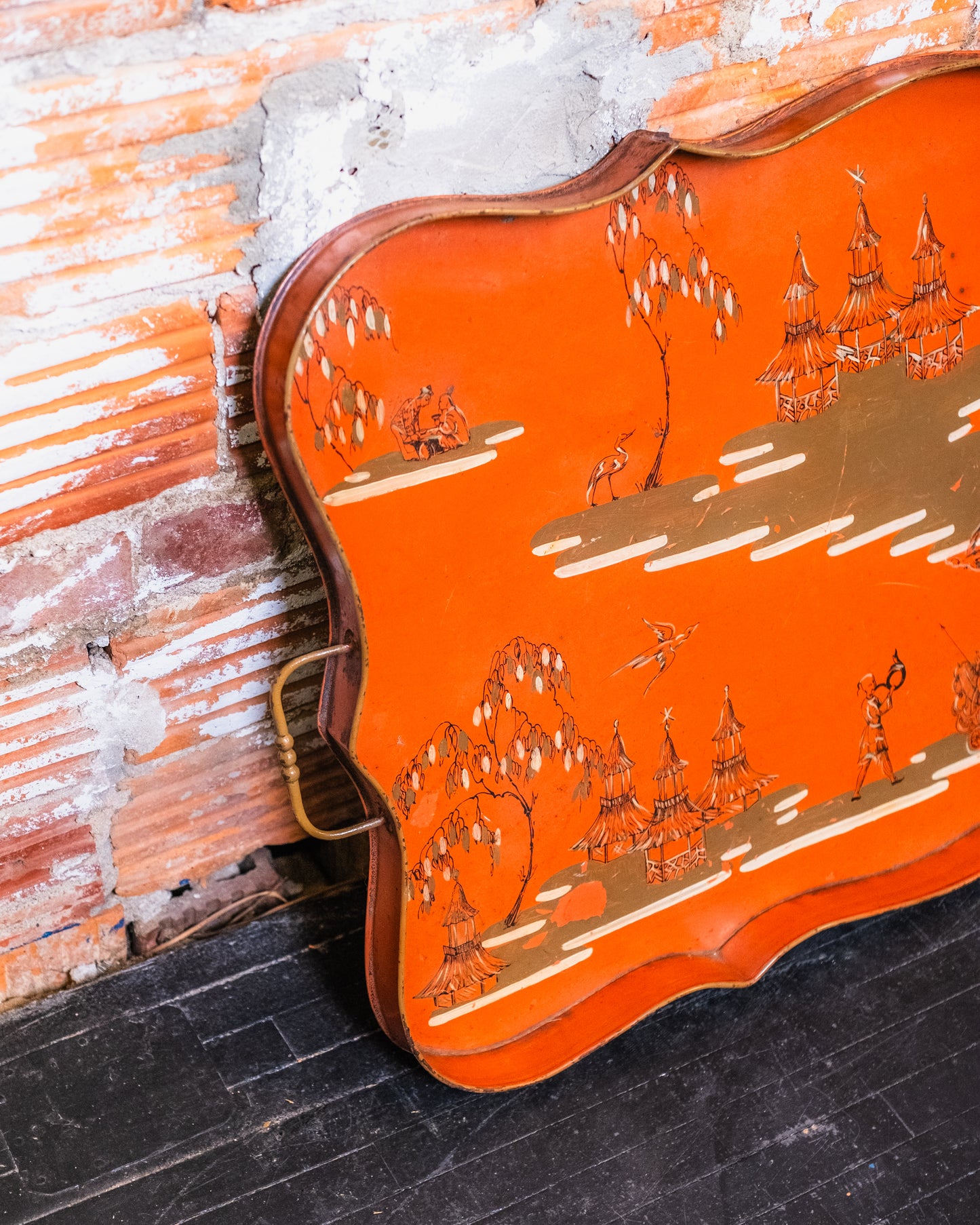 Vintage 1950s Large Italian Metal Painted Tray