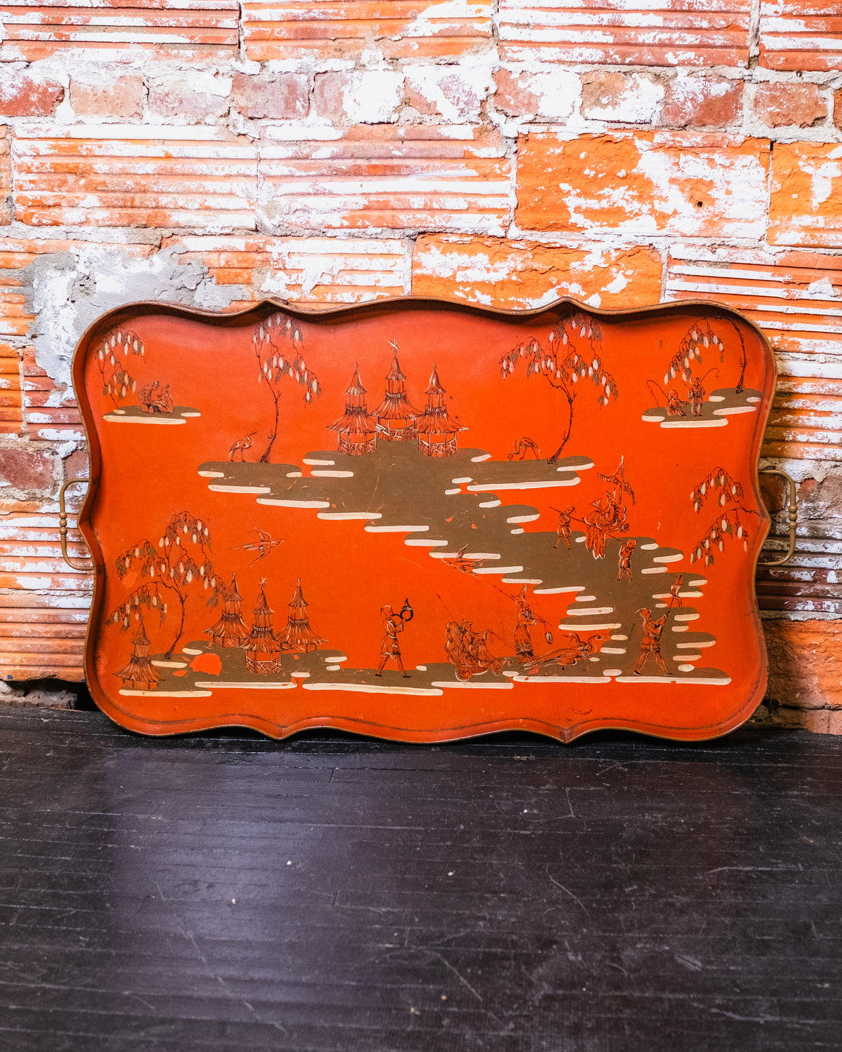 Vintage 1950s Large Italian Metal Painted Tray