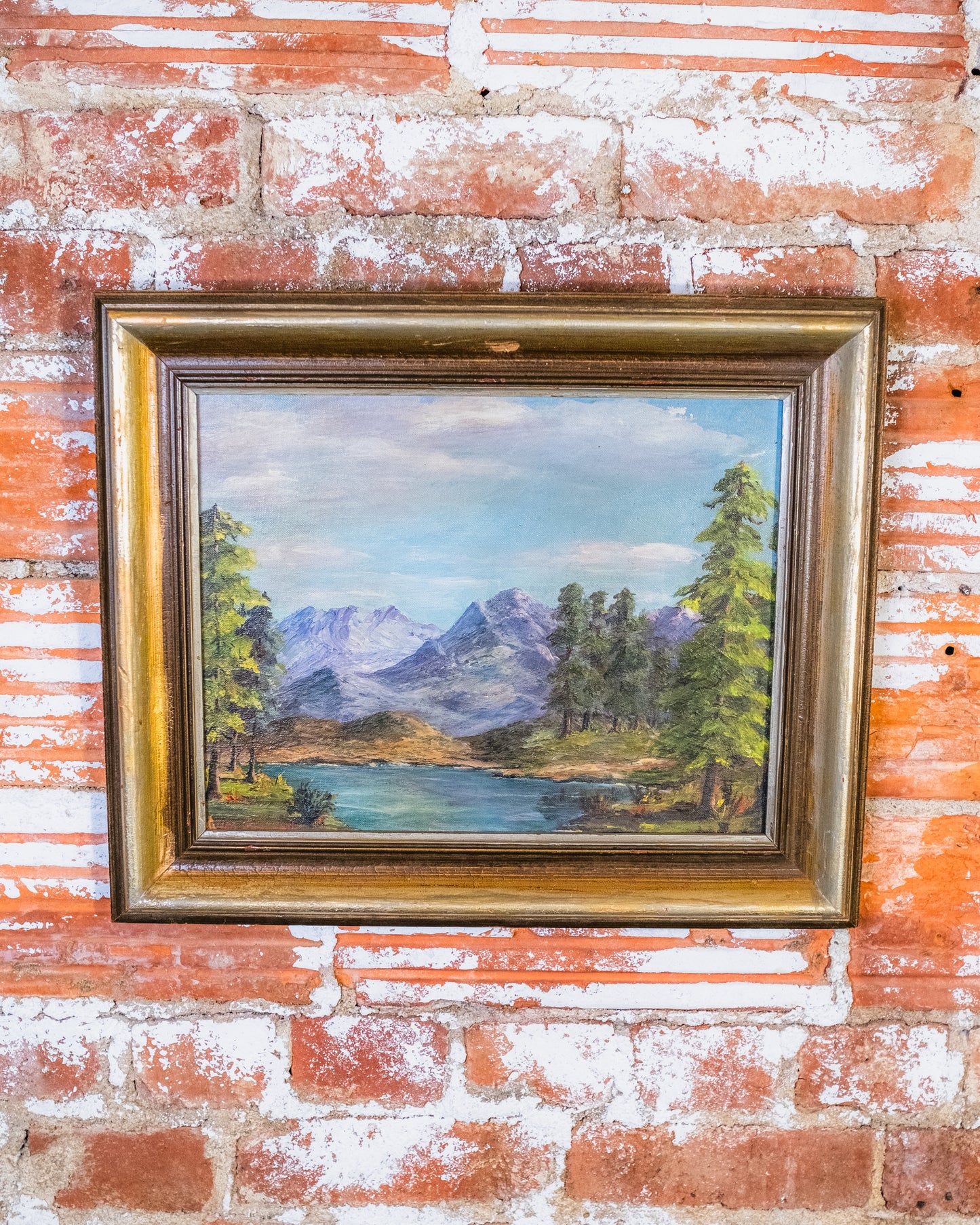 Vintage 1970s Framed California Mountain Landscape Oil Painting | Signed