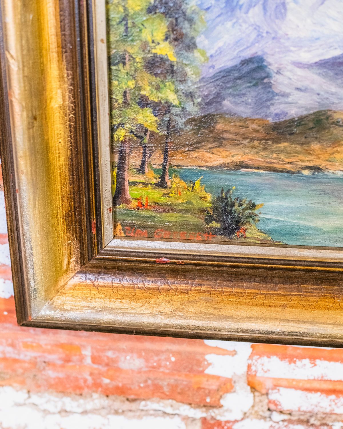Vintage 1970s Framed California Mountain Landscape Oil Painting | Signed
