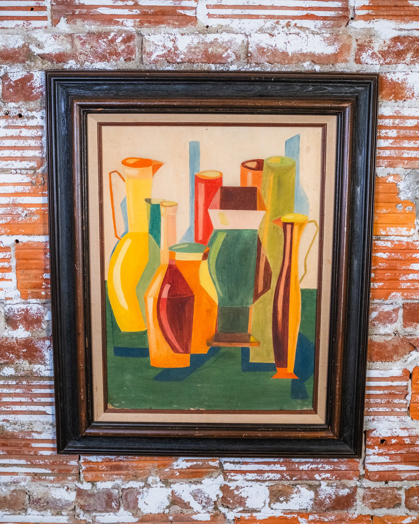 Vintage 1950s Abstract Vase Still Life Oil Painting