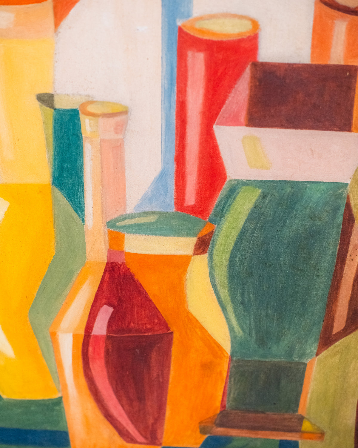Vintage 1950s Abstract Vase Still Life Oil Painting