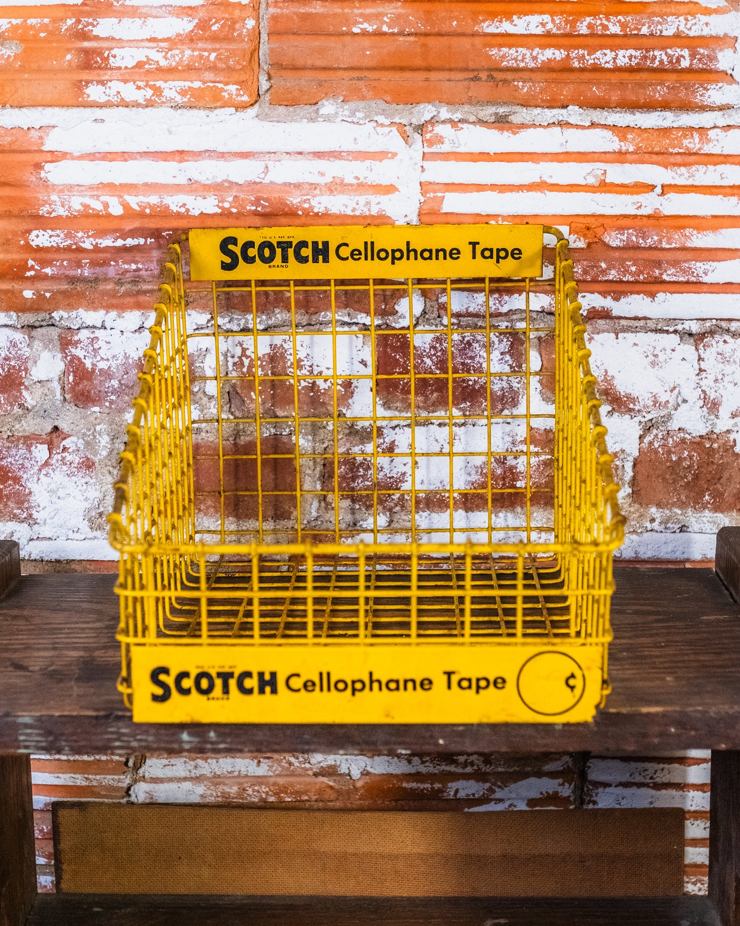 Vintage 1950s Scotch Cellophane Tape Yellow Wire Display Basket