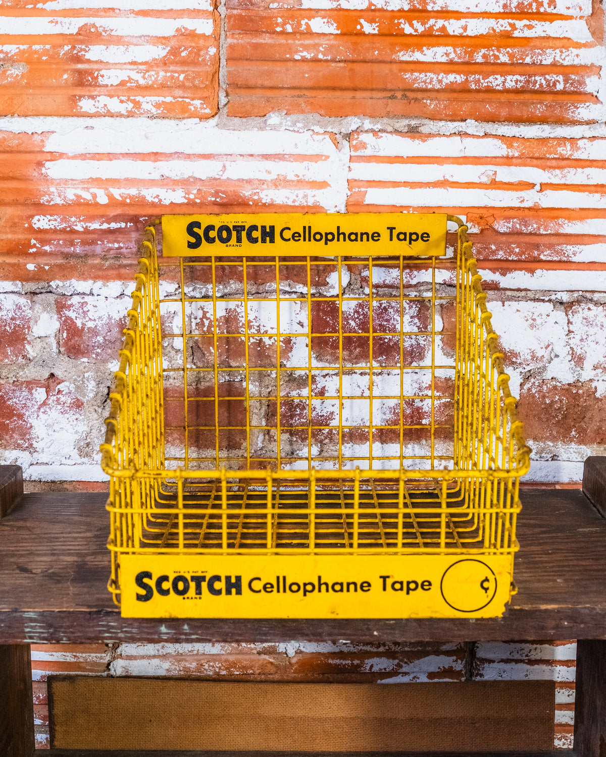 Vintage 1950s Scotch Cellophane Tape Yellow Wire Display Basket