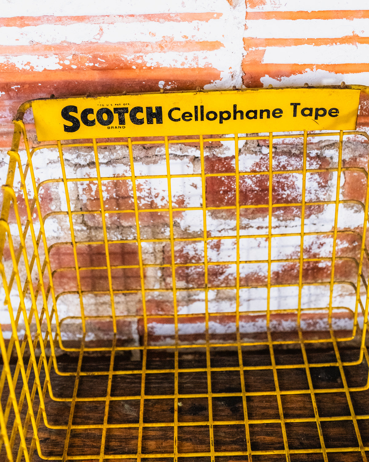 Vintage 1950s Scotch Cellophane Tape Yellow Wire Display Basket