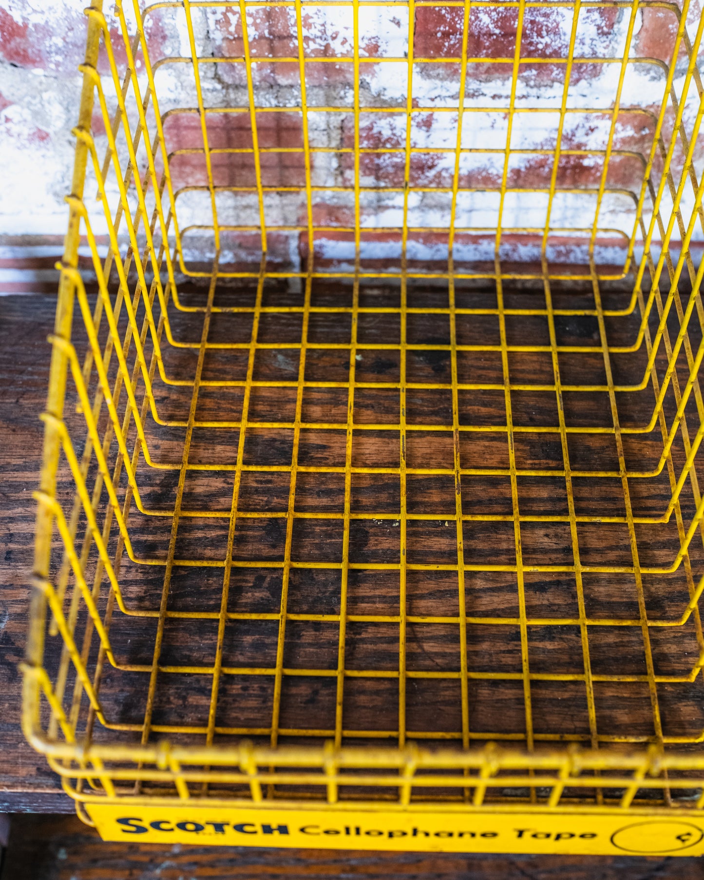 Vintage 1950s Scotch Cellophane Tape Yellow Wire Display Basket