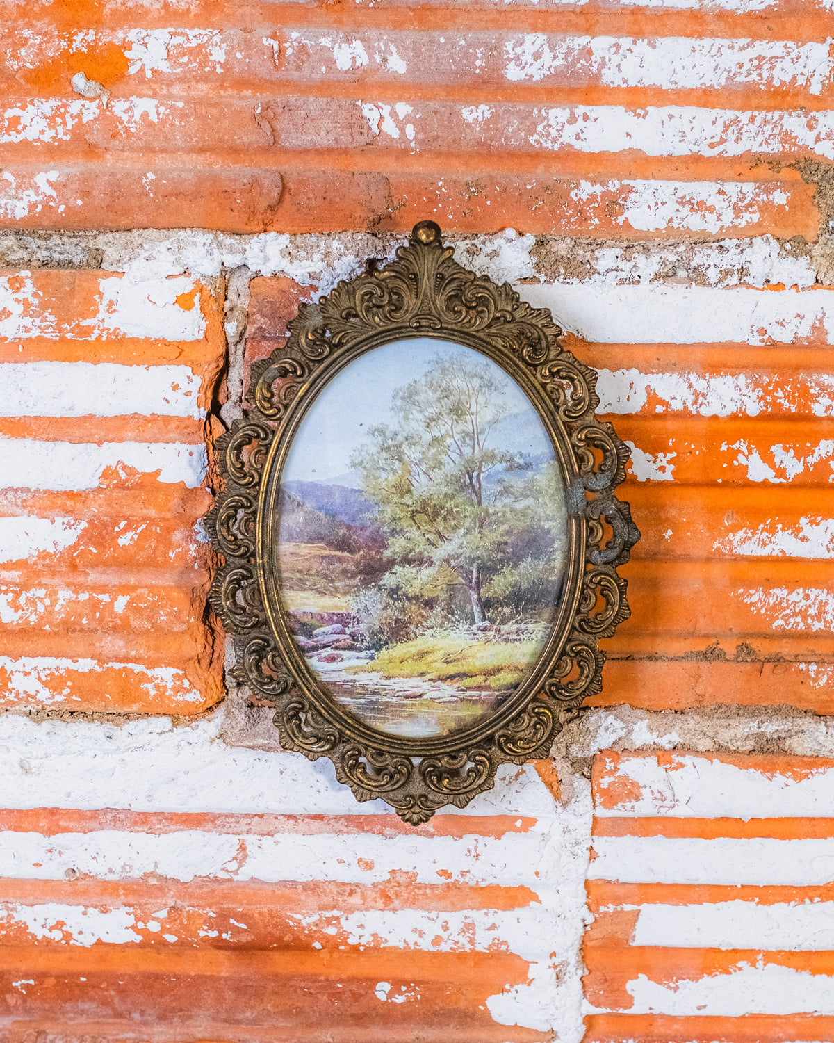 Vintage Brass Filigree Ornate Photo Frame Wall Hang | Set of 2