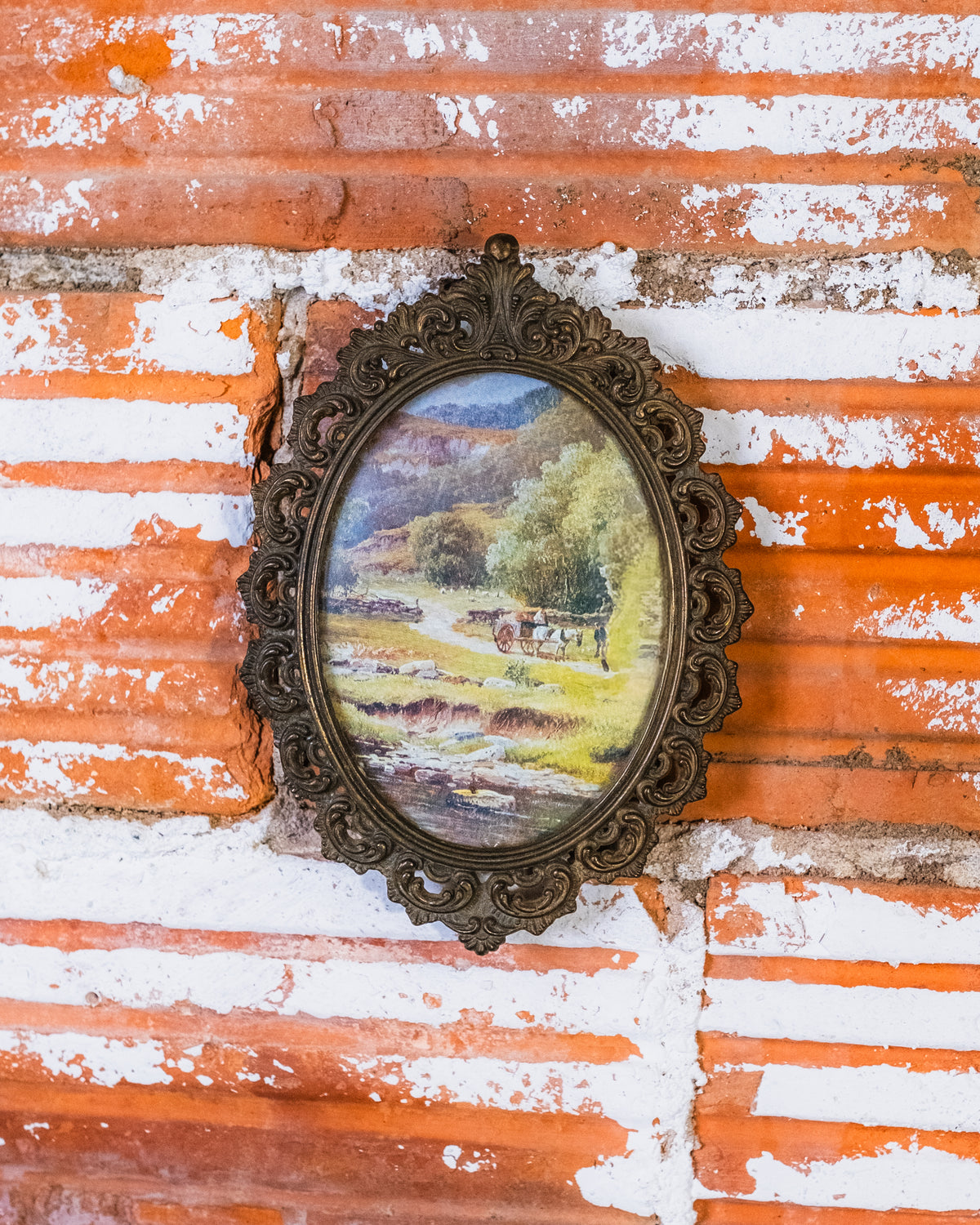 Vintage Brass Filigree Ornate Photo Frame Wall Hang | Set of 2