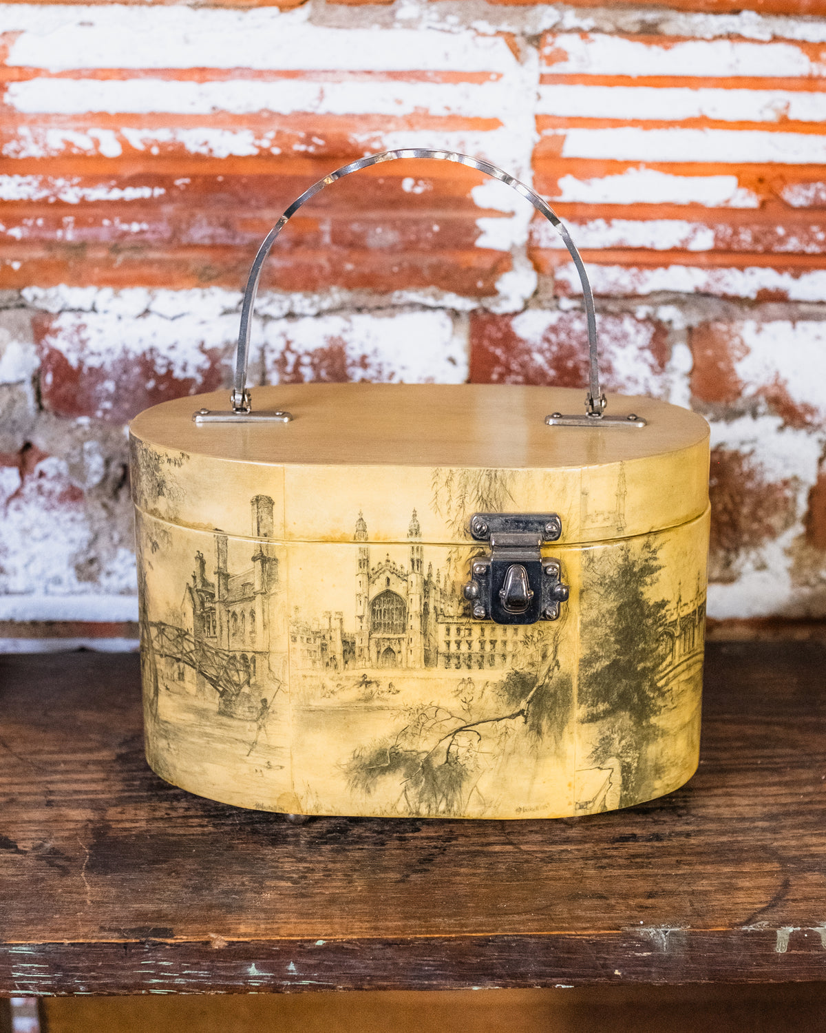 Vintage 1960s European Architecture Decoupage Box Purse