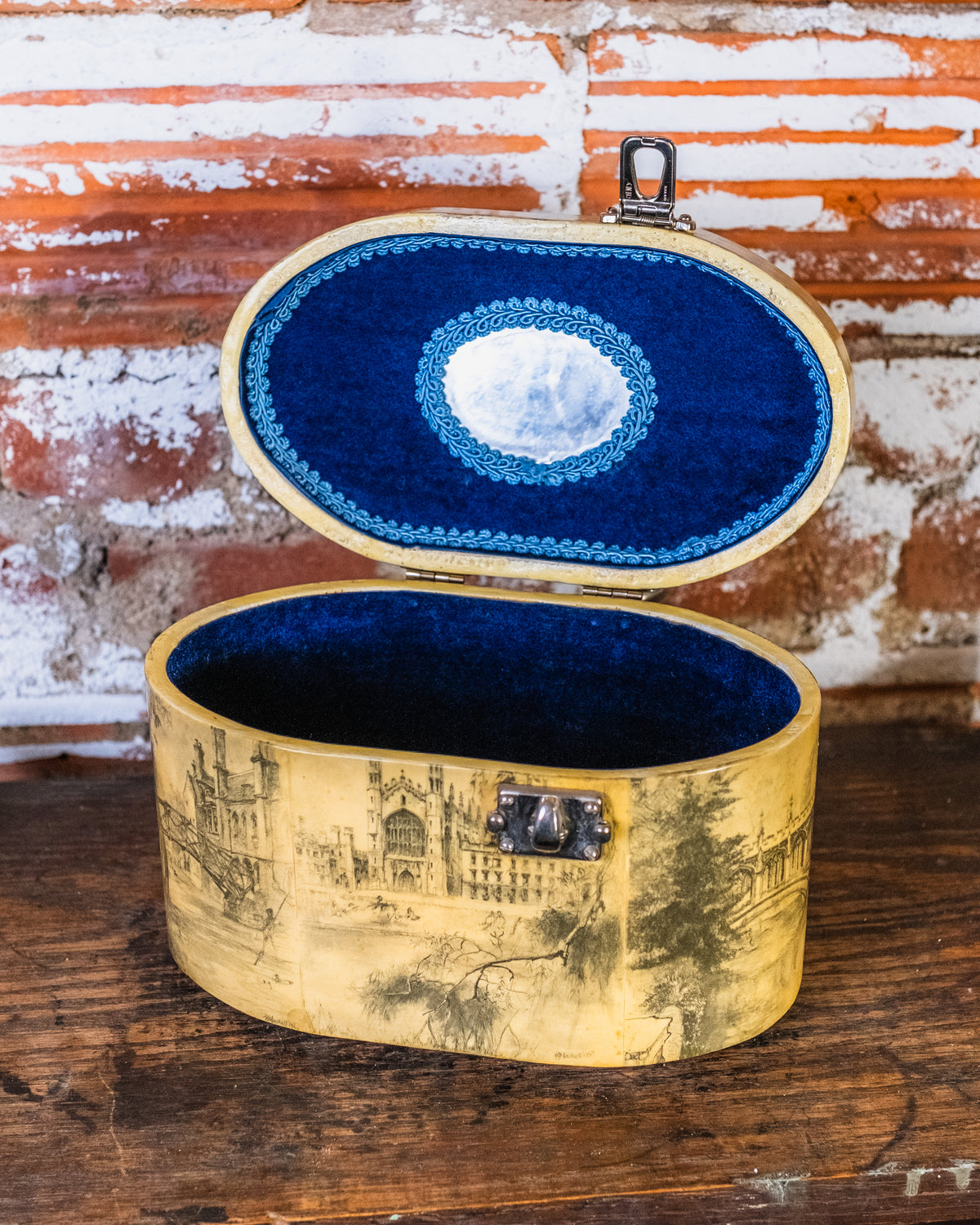 Vintage 1960s European Architecture Decoupage Box Purse