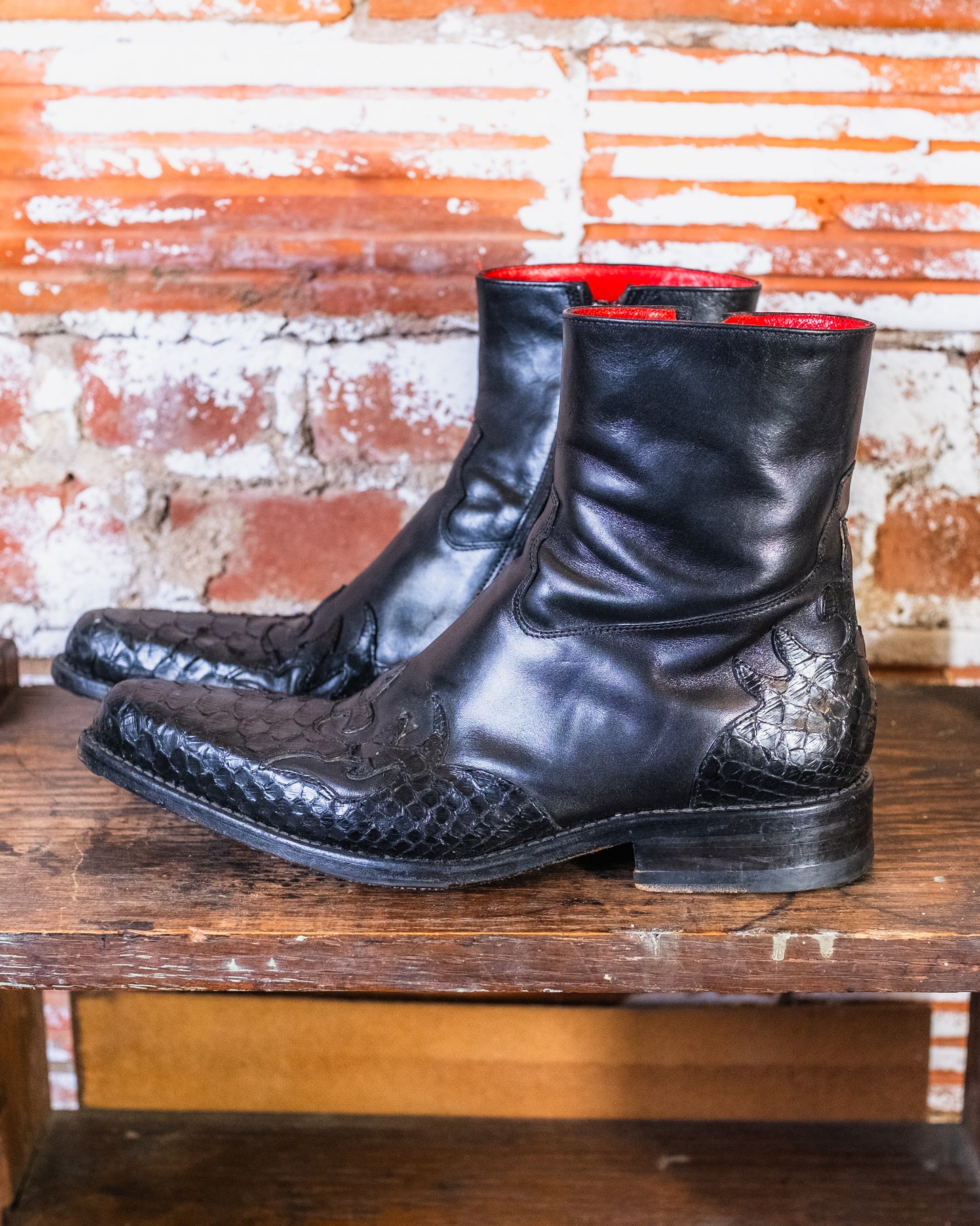 Jean Baptiste Rautureau Black Snakeskin Chelsea Boots | 39