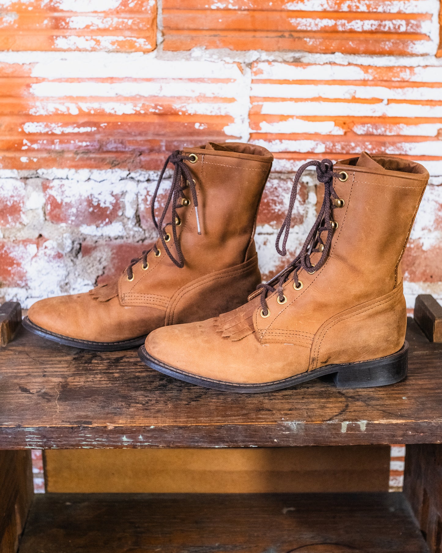 Vintage Brown Leather Lace-Up Boots | Women’s 7