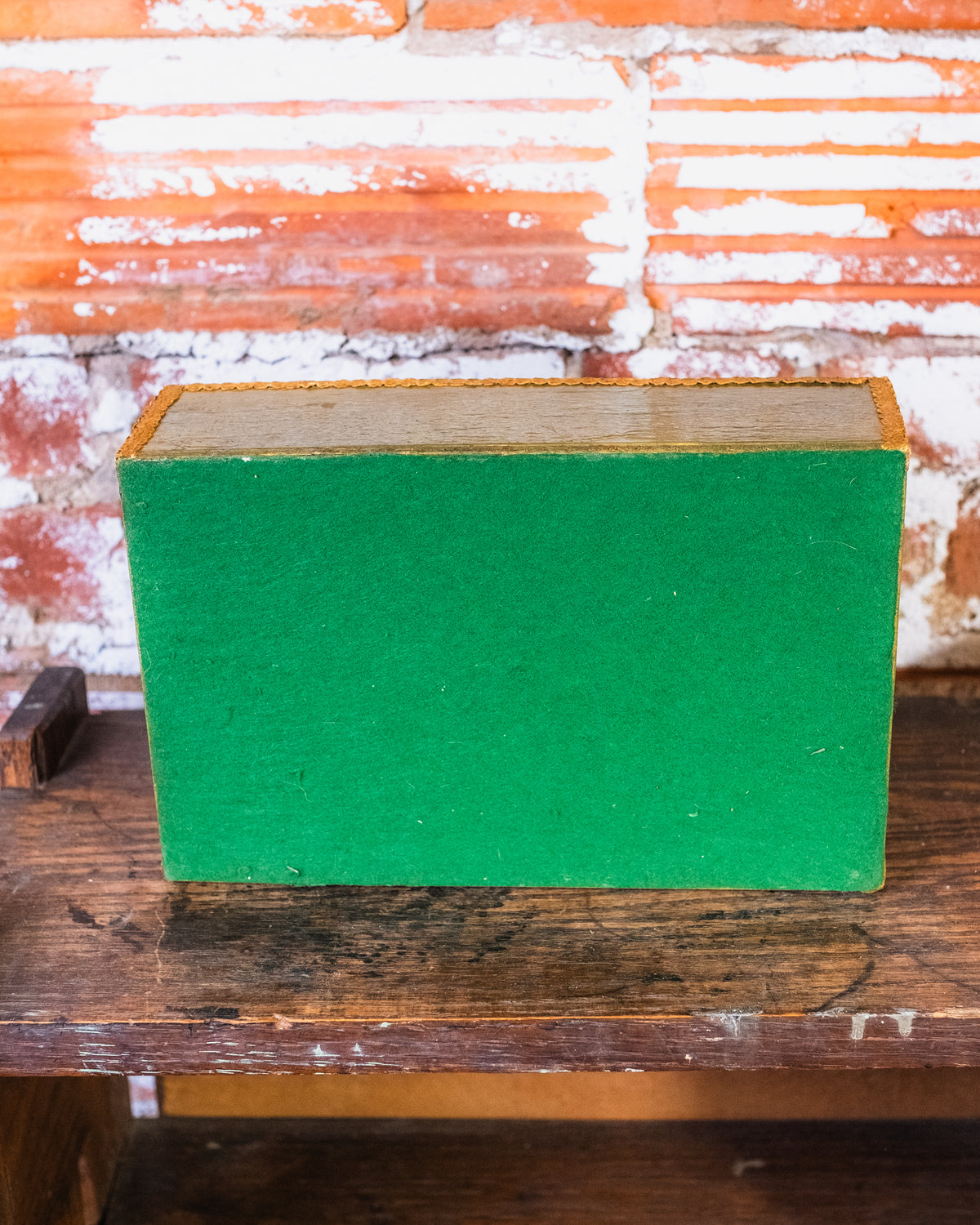 Antique Green Floral Wooden Hinged Box