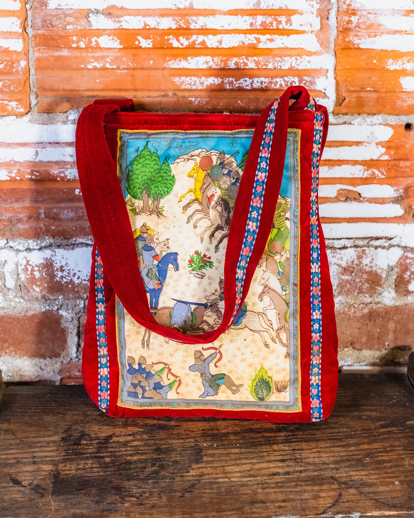 Vintage Carpet Bags of America Quilted Velvet Persian Tapestry Shoulder Bag