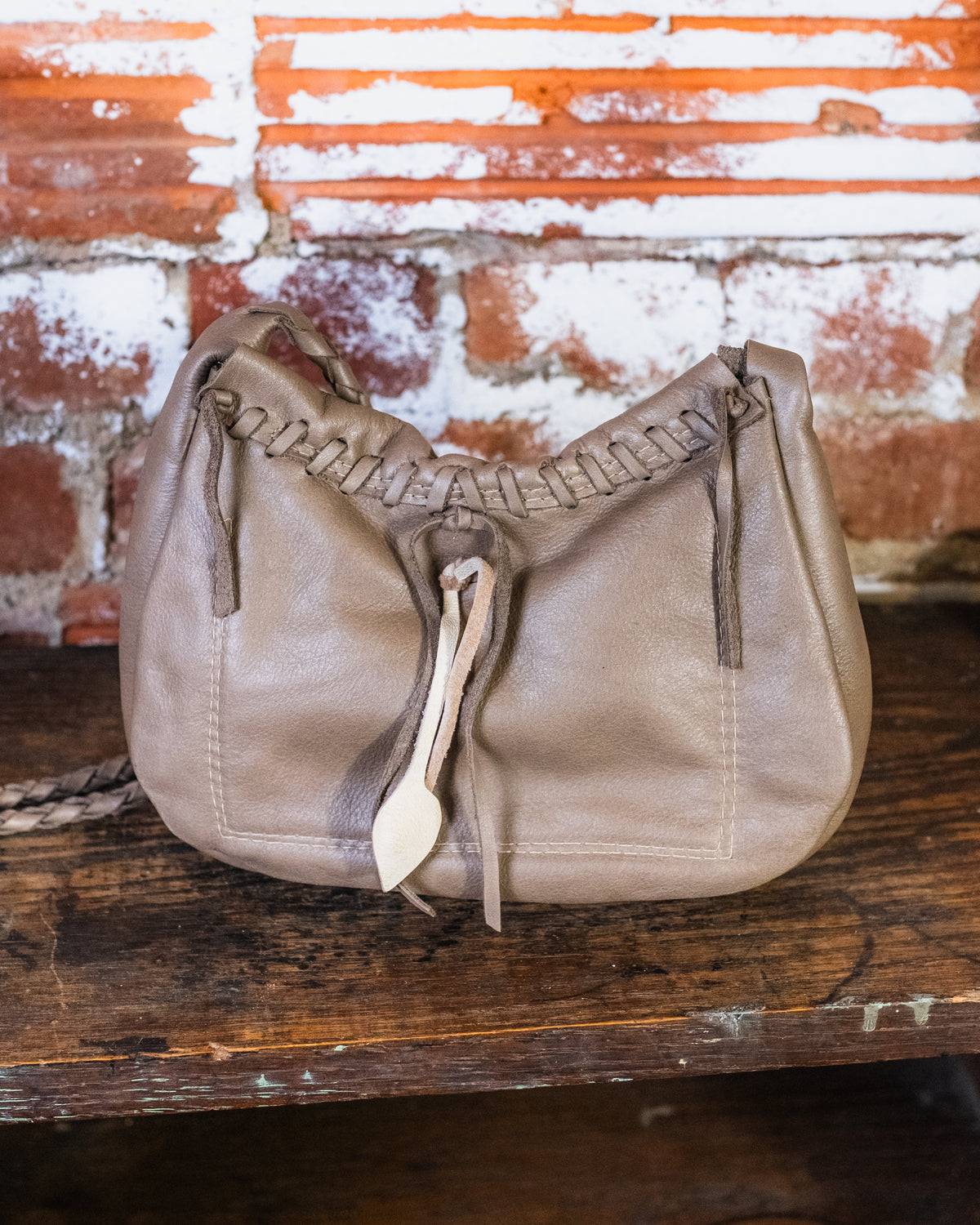 Vintage Tuscada Grey Leather Braided Strap Mini Shoulder Bag