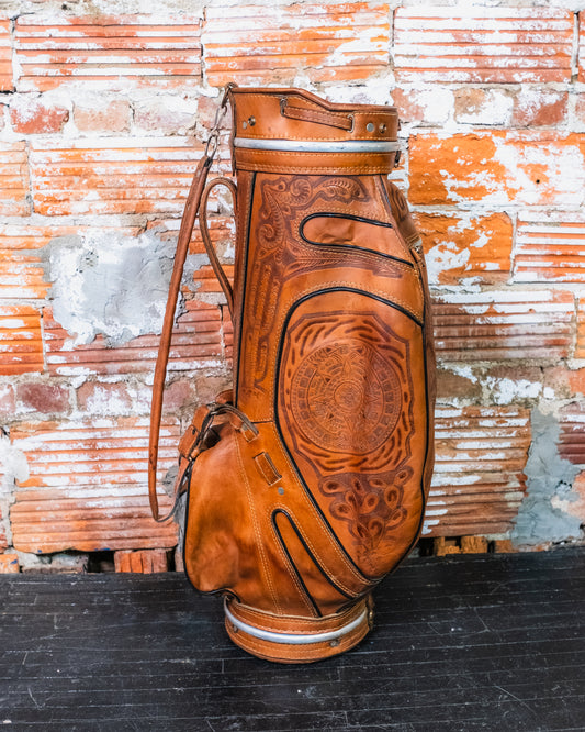 Vintage Mexican Hand-Tooled Leather Golf Bag