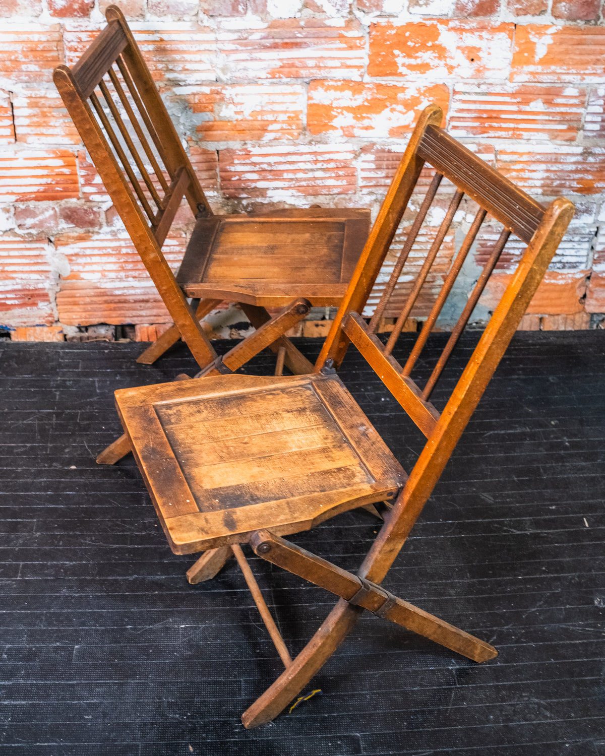 Antique Wooden Folding Chairs | Set of 2