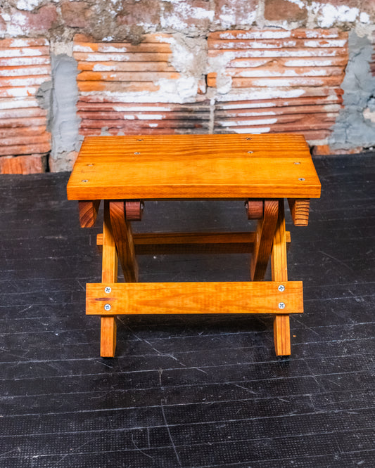 Vintage Wood Slat Folding Footstool