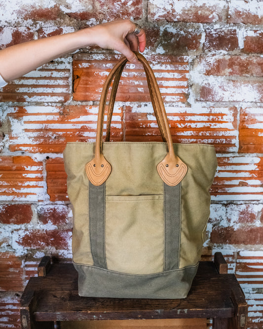 Vintage L.L. Bean Canvas Tote Bag w/ Leather Handle