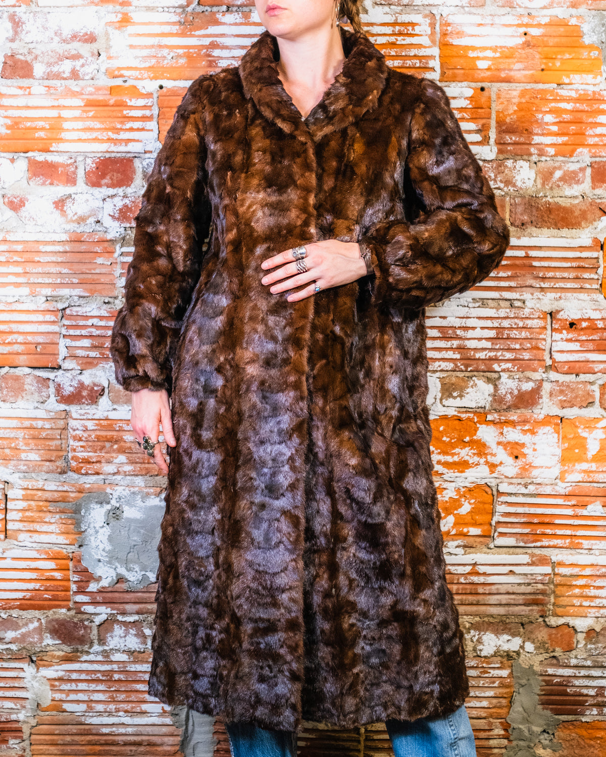 Vintage 1940's/50's Anchorage Fur Factory Brown Mink Full Length Jacket