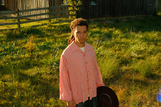 Vintage Red Gingham Long Sleeve Button-Up